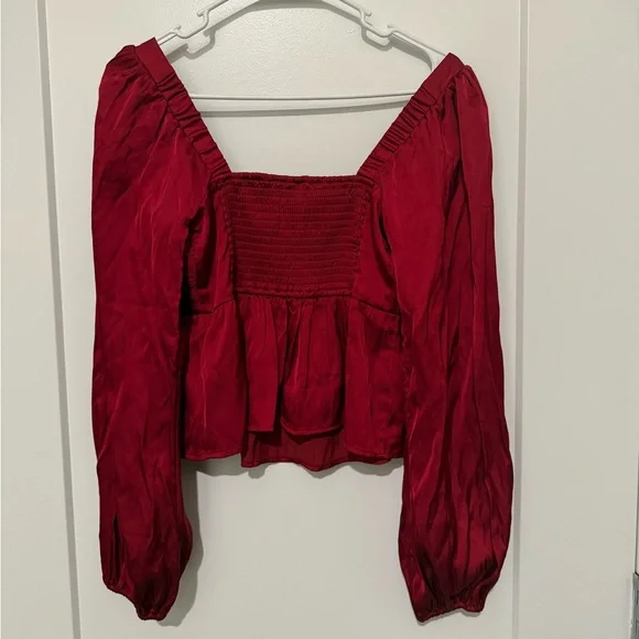 Abercrombie and Fitch Emerson Satin Long-Sleeve Top - Picture 4 of 5